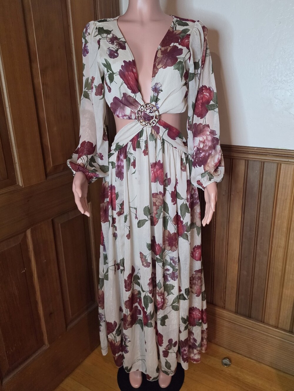Alexa B Nites Floral Sparkle Cutout Dress 12 - Picture 2 of 8